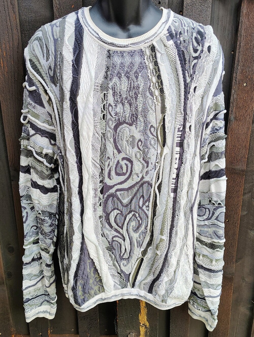 Men's COOGI Textured Multi-Pattern Crewneck Sweater